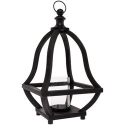 Black Corsica Wood Lantern with glass candle cylinder ($60)