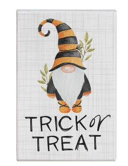 Trick Or Treat Gnome Wood Block ($12)