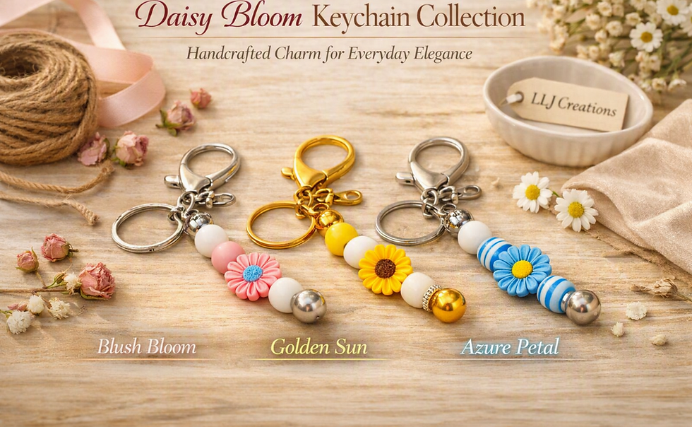 LLJ Creations Handmade Daisy Flower Keychain Collection