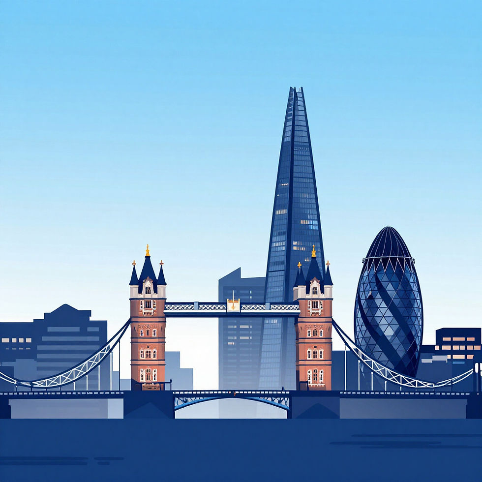 London skyline with Tower Bridge and The Shard