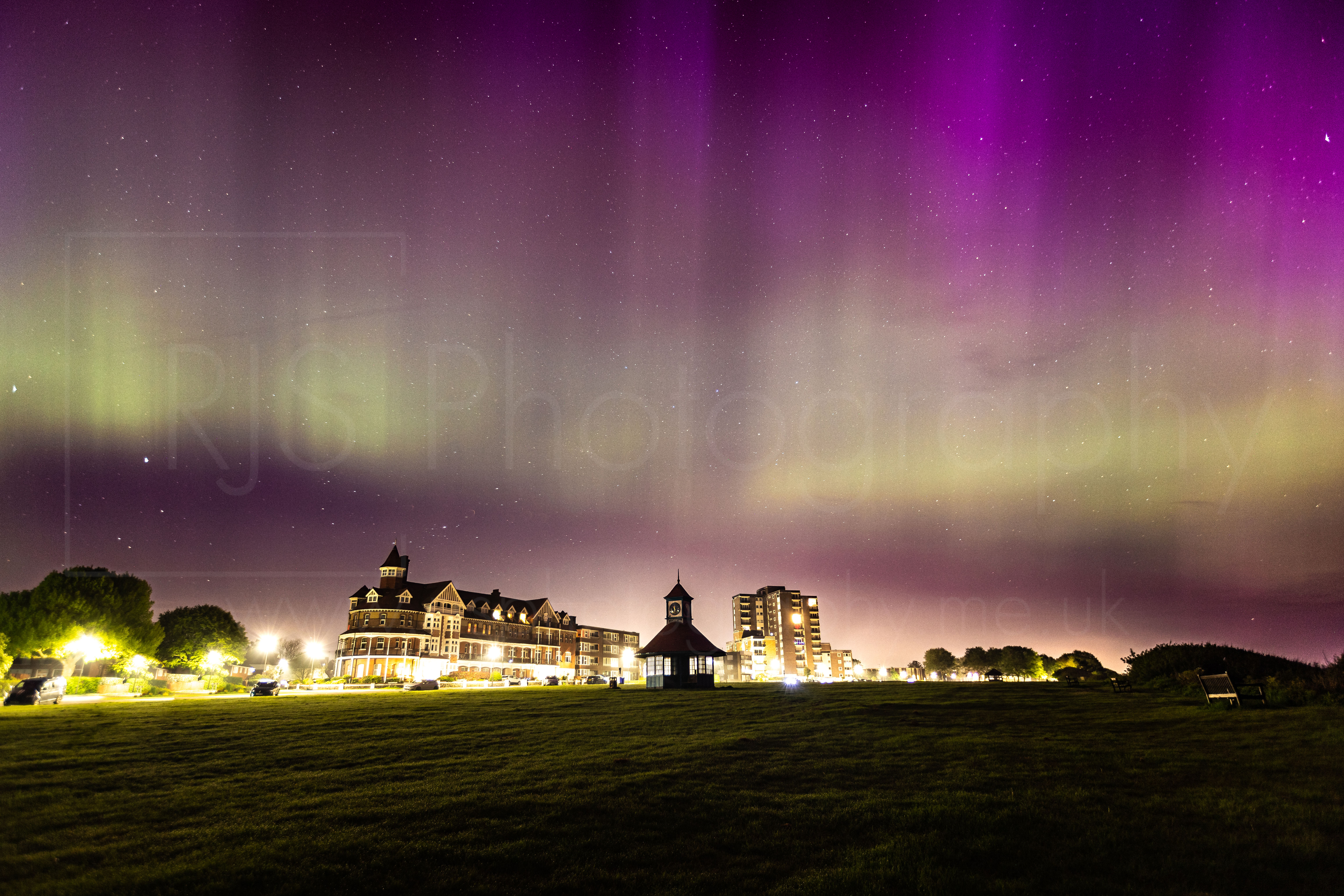 Mounted Photographic Print of Northern Lights over Frinton on Sea