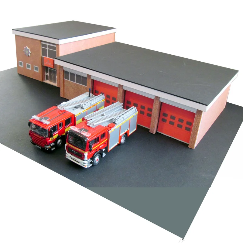 GBF Gainsborough Fire Station card model kit 1/76 scale OO gauge