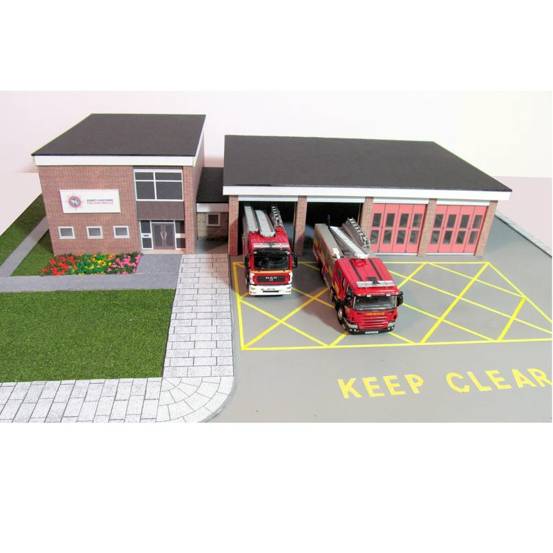 GBF Gainsborough Fire Station card model kit 1/76 scale OO gauge