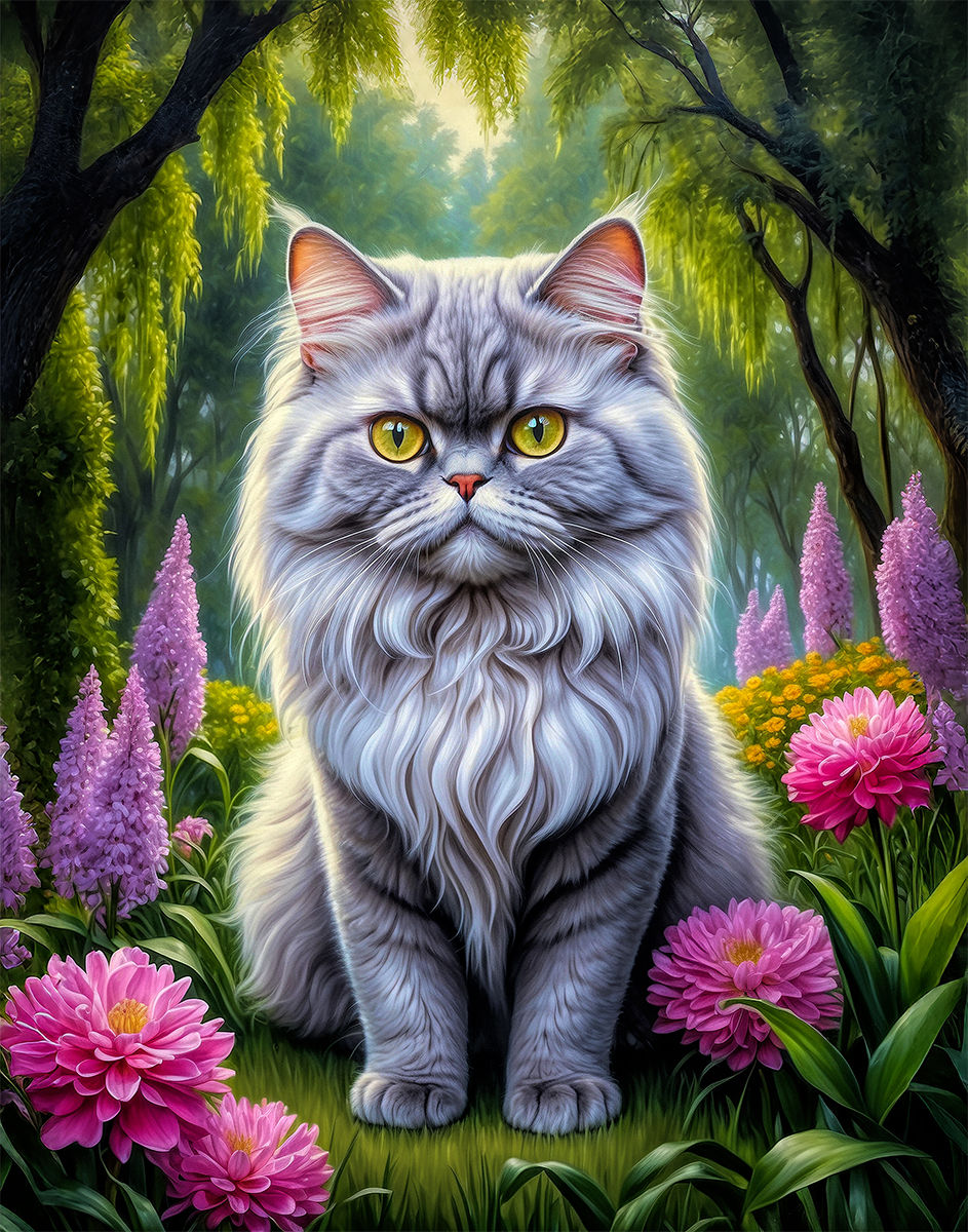 Thumbnail: Persian Cat and Kitten Portrait Paintings