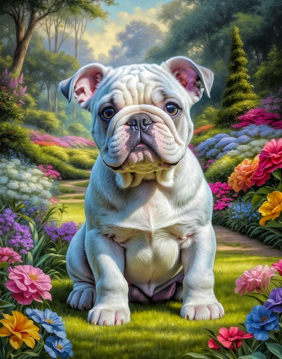 Thumbnail: Bulldog Puppy Portrait Painting