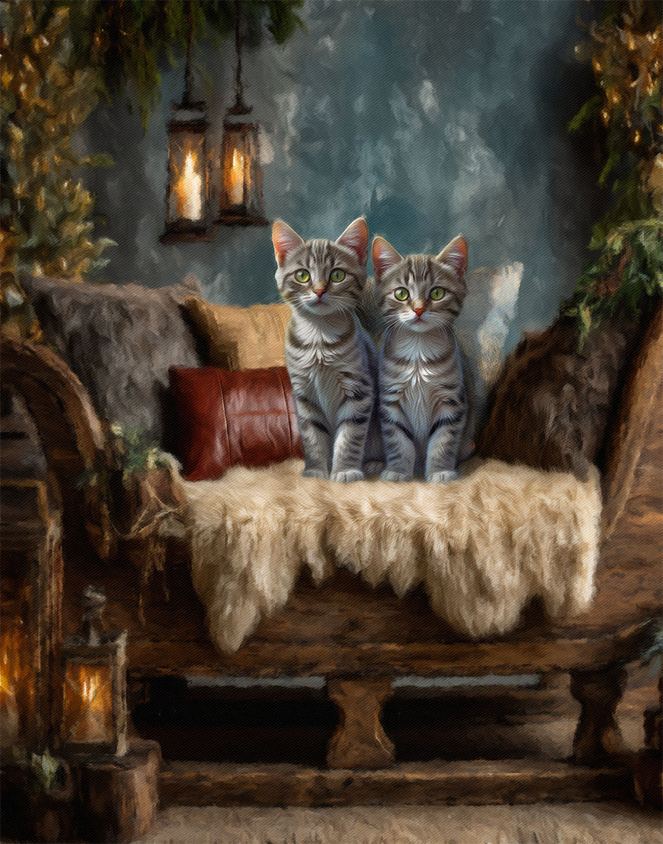 Victorian Sled Bed Custom Pet Portrait Paintings