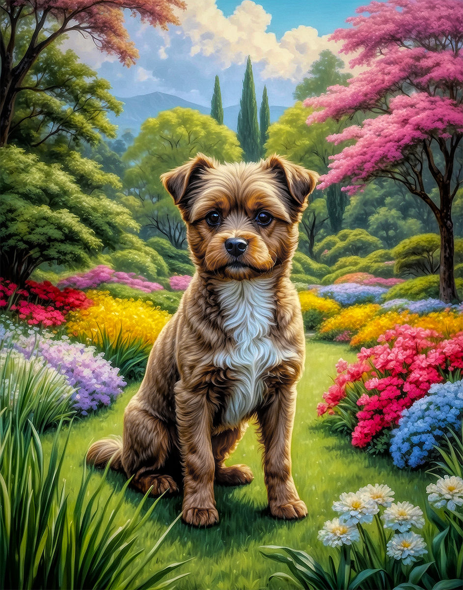 Thumbnail: Brown - White Mixed Breed Dog Portrait Painting