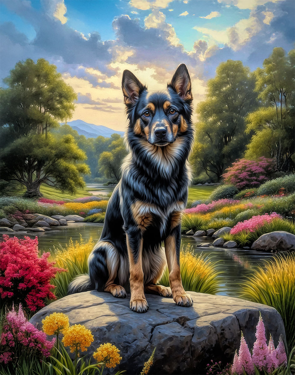 Thumbnail: Shepherd Mixed Breed Dogs Portrait Paintings