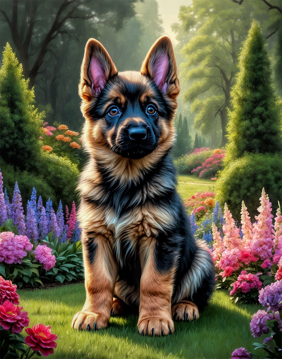 Thumbnail: German Shepherd Puppies Portrait Paintings