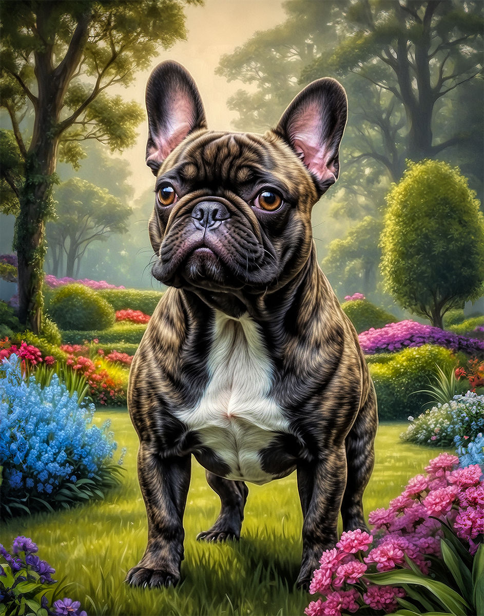 Thumbnail: French Bulldog Dog and Puppies Portrait Paintings