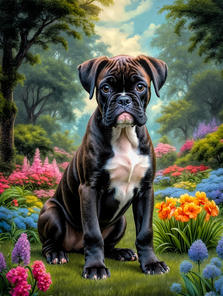 Boxer Dog and Puppy Portrait Paintings