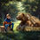 Thumbnail: Children and Brown Bear Custom Portrait Painting