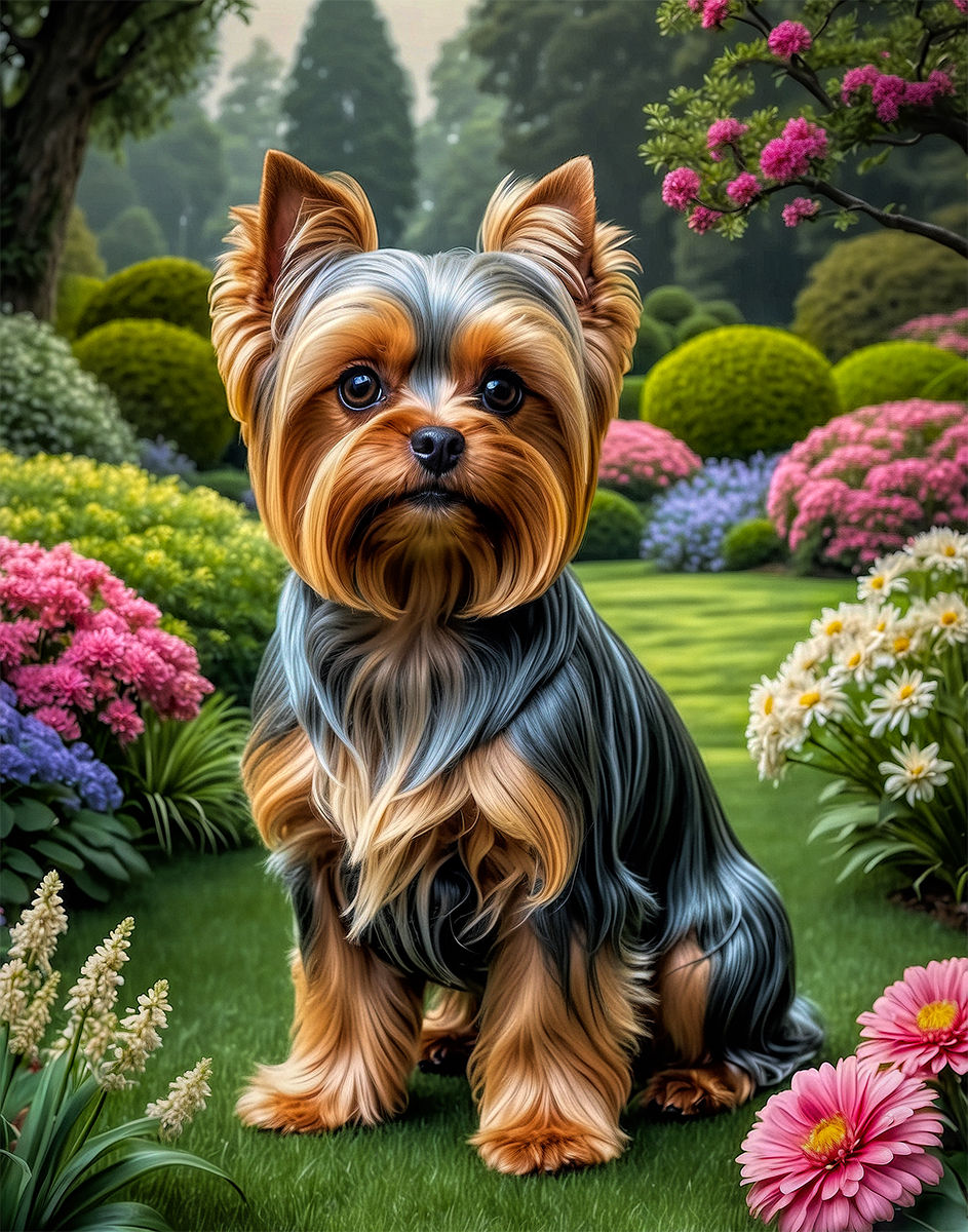 Thumbnail: Yorkshire Terrier Dog and Puppy Portrait Paintings