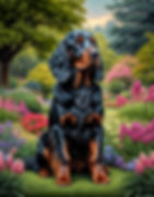Gordon Setter Dog and Puppies Portrait Paintings
