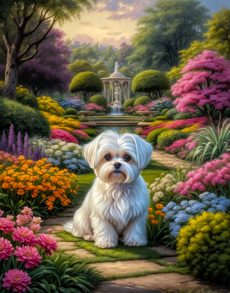 Thumbnail: Maltese Dog and Puppies Portrait Paintings