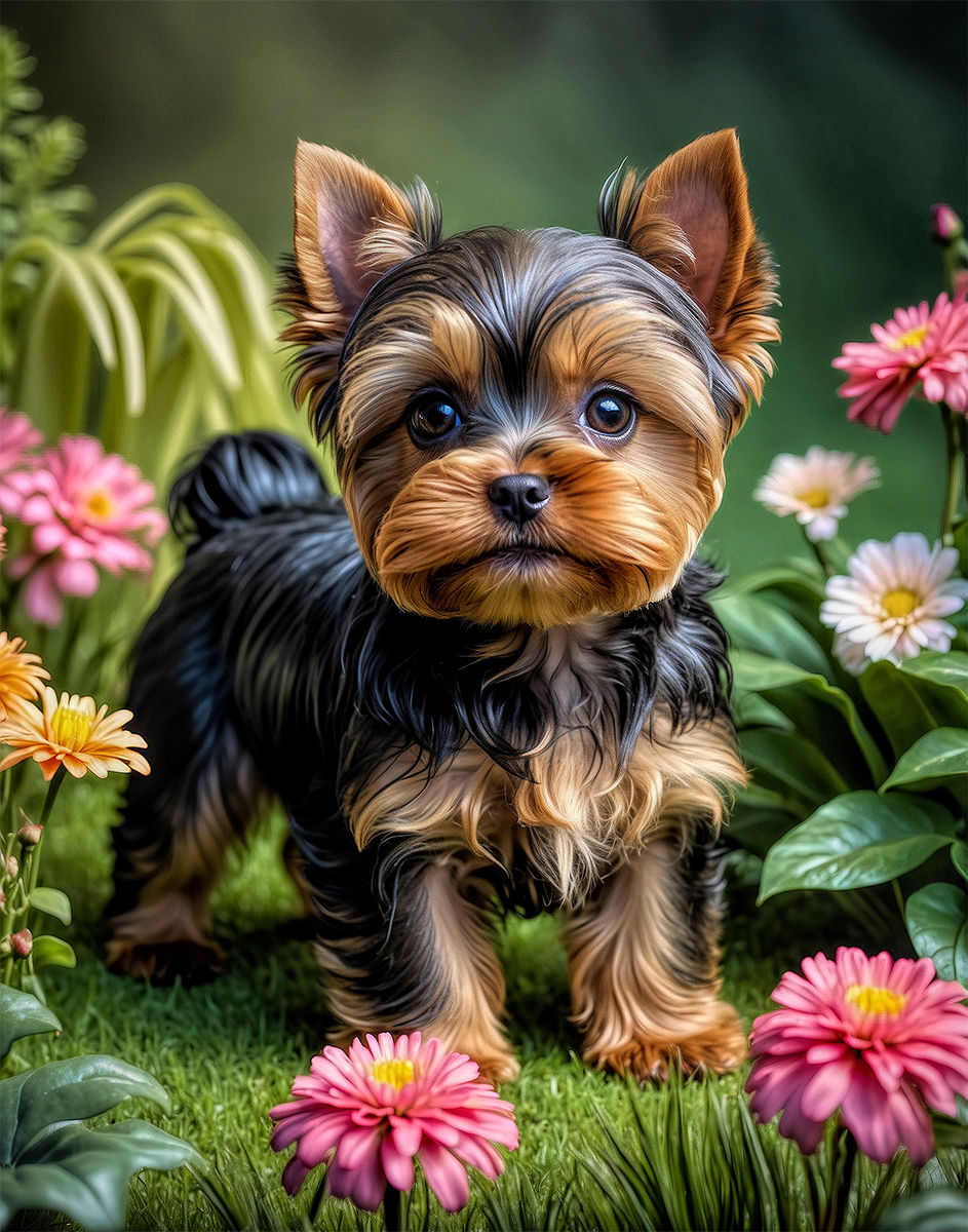 Thumbnail: Yorkshire Terrier Dog and Puppy Portrait Paintings