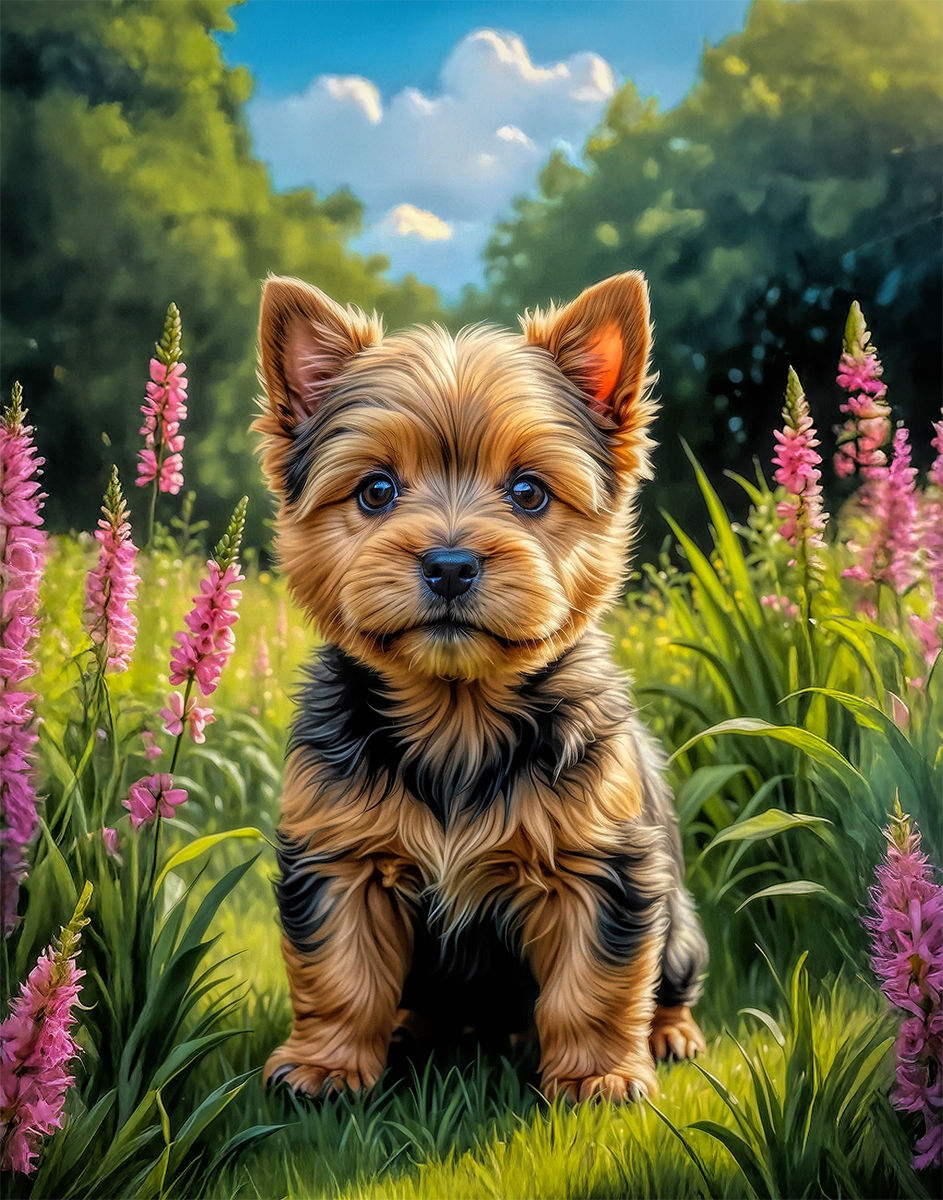 Thumbnail: Norwich Terrier Puppy Portrait Paintings 8