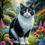 Thumbnail: Black and White Cat and Kitten Portrait Paintings