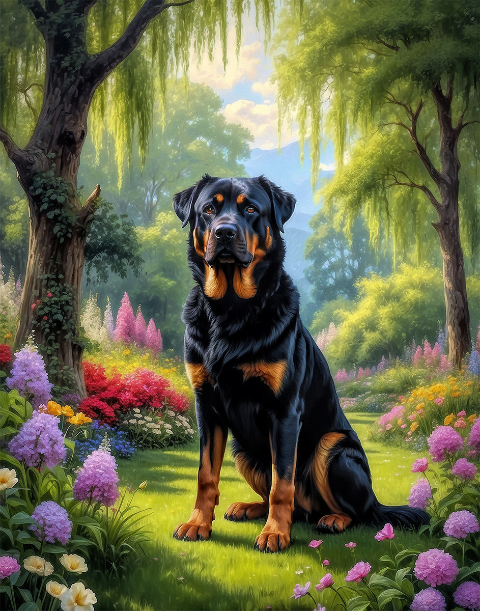Thumbnail: Shepherd Rottweiler Mix Dog Portrait Paintings