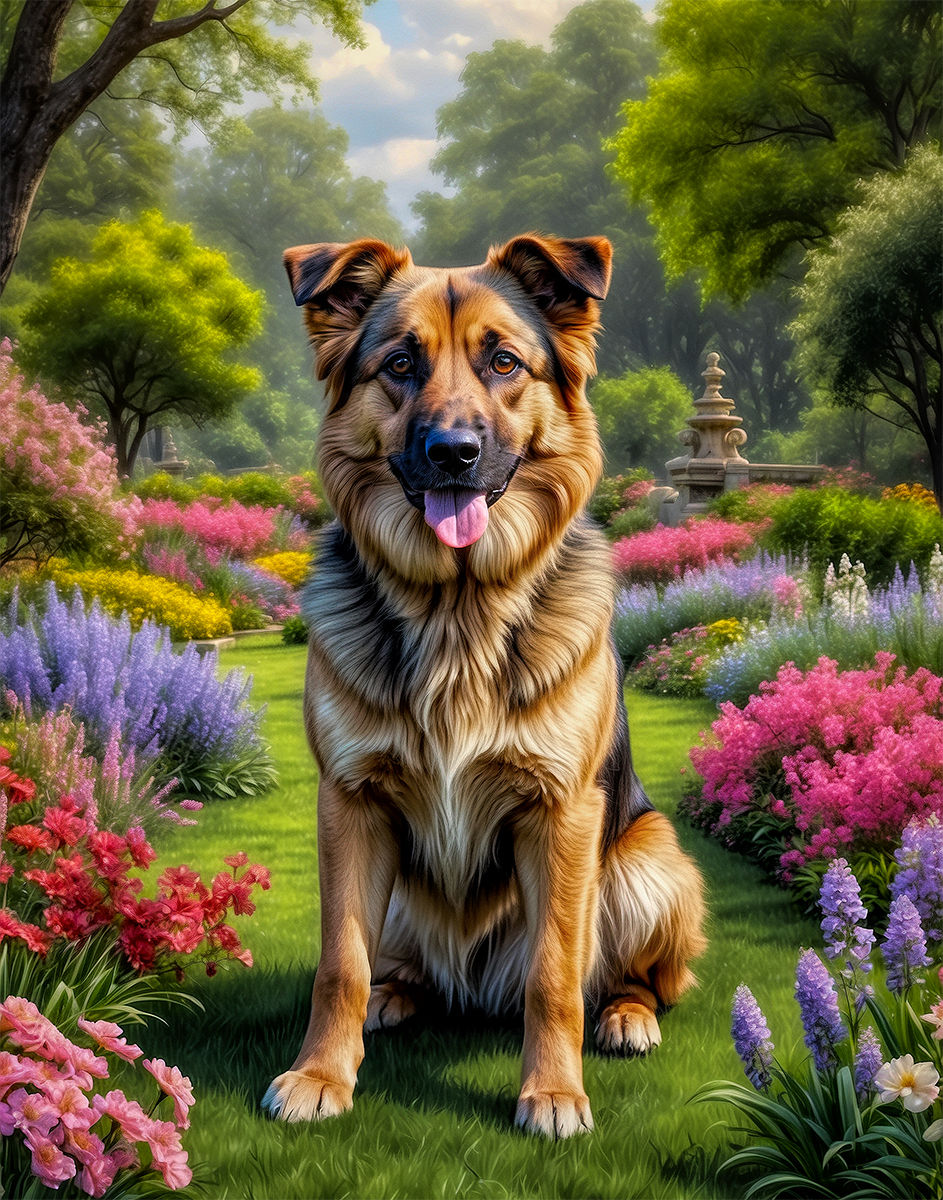 Thumbnail: Shepherd Mixed Breed Dogs Portrait Paintings
