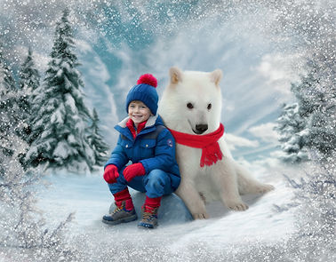 Child and Polar Bear Cub Custom Portrait Paintings