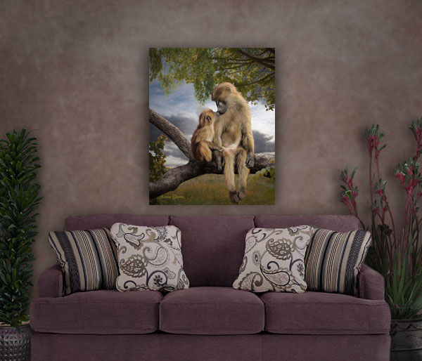 Thumbnail: Mama and Baby Guinea Baboon Wildlife Painting