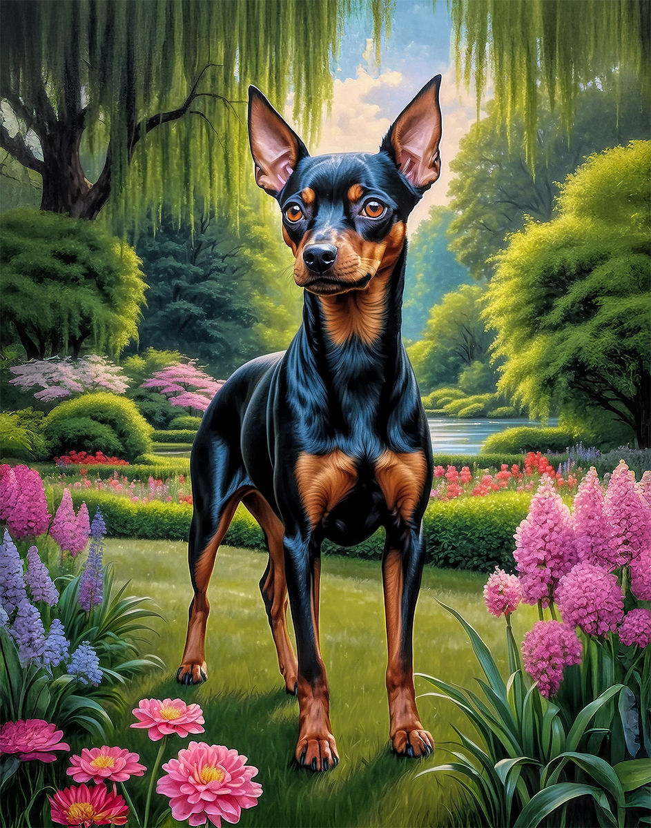 Thumbnail: Miniature Pinscher Dog Portrait Painting