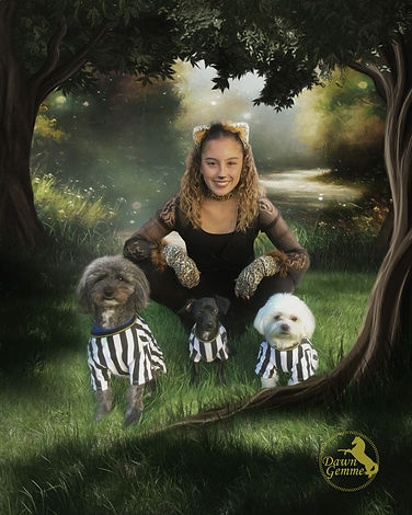 Custom Girl and Dogs Portait Artwork