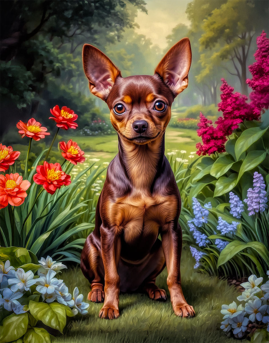Thumbnail: Miniature Pinscher Dog Portrait Painting