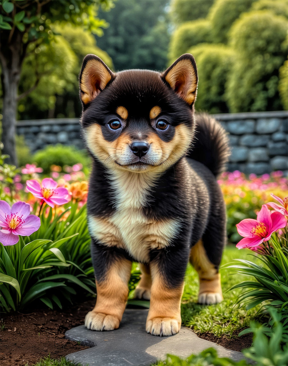 Thumbnail: Shiba Inu Dog and Puppies Portrait Paintings
