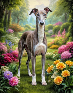 Greyhound Dog and Puppy Portrait Paintings