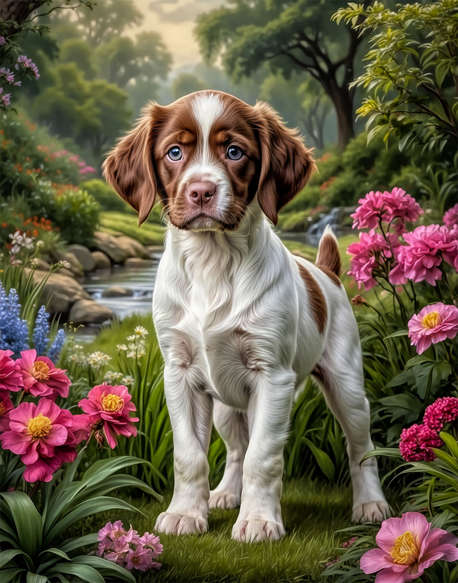 Thumbnail: Brittany Spaniel Puppy Portrait Painting