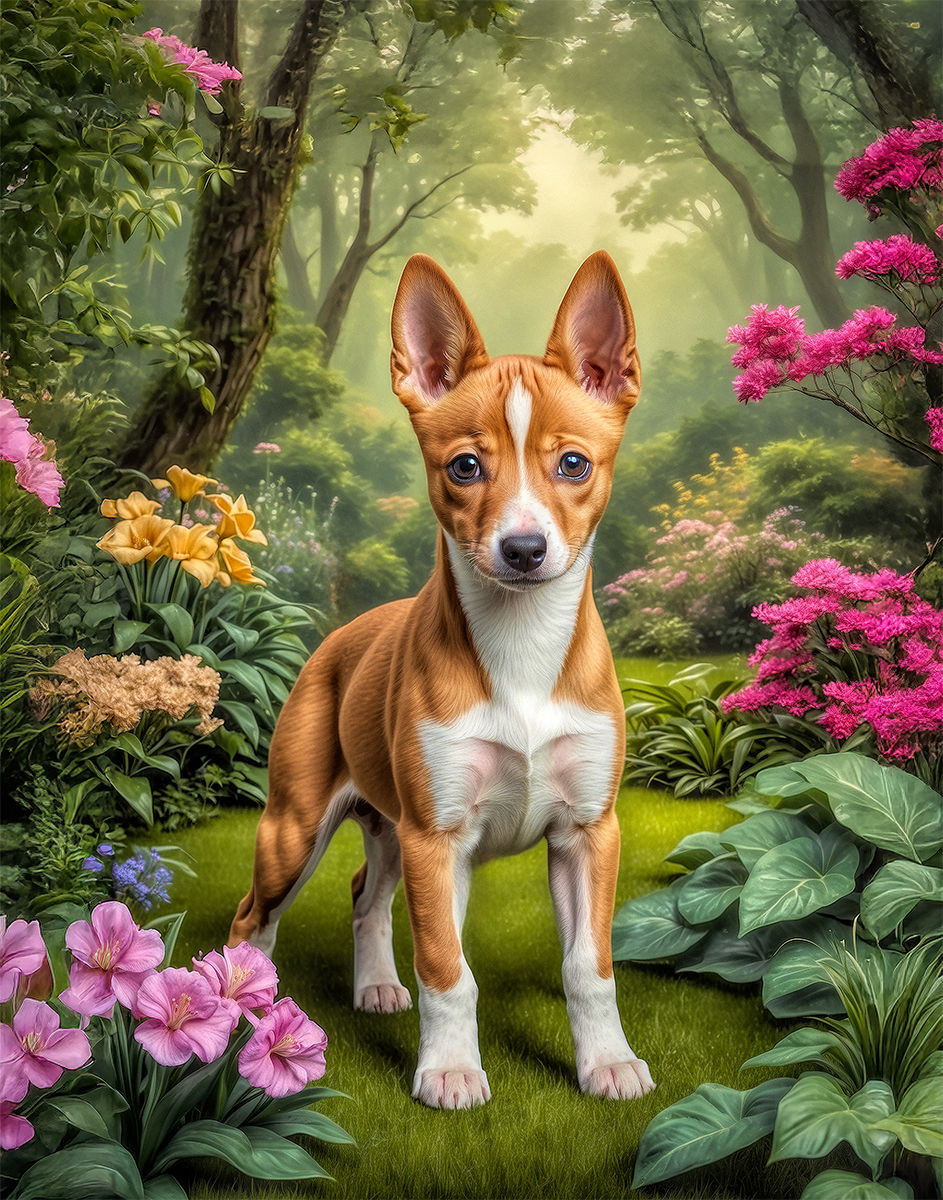 Thumbnail: Basenji Dog and Puppy Portrait Paintings