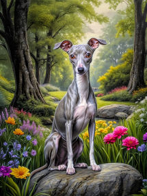 Italian Greyhound Dog Portrait Paintings