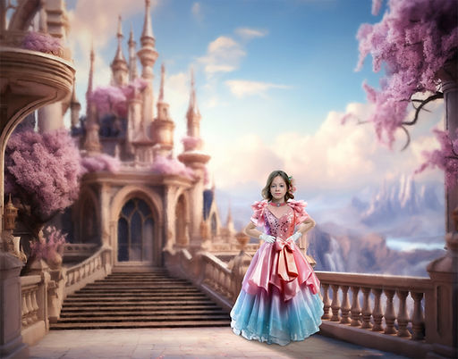 Castle Princess Child Fairytale Costume Portrait Painting