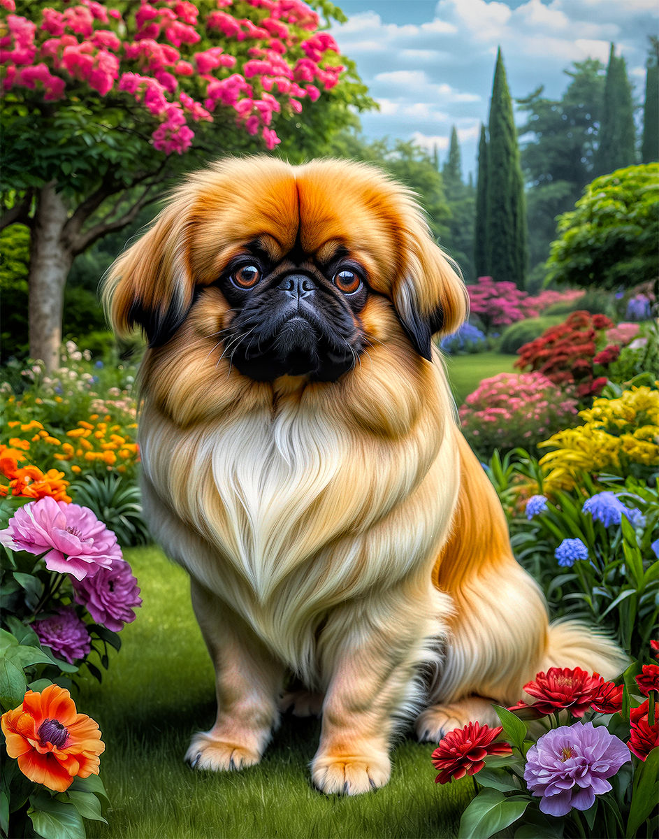 Thumbnail: Pekingese Dog and Puppies Portrait Paintings