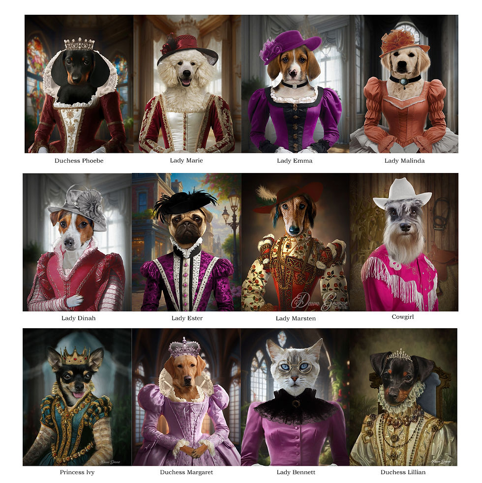 Thumbnail: Female Pet Dog - Cat Period Style Costume Custom Painting