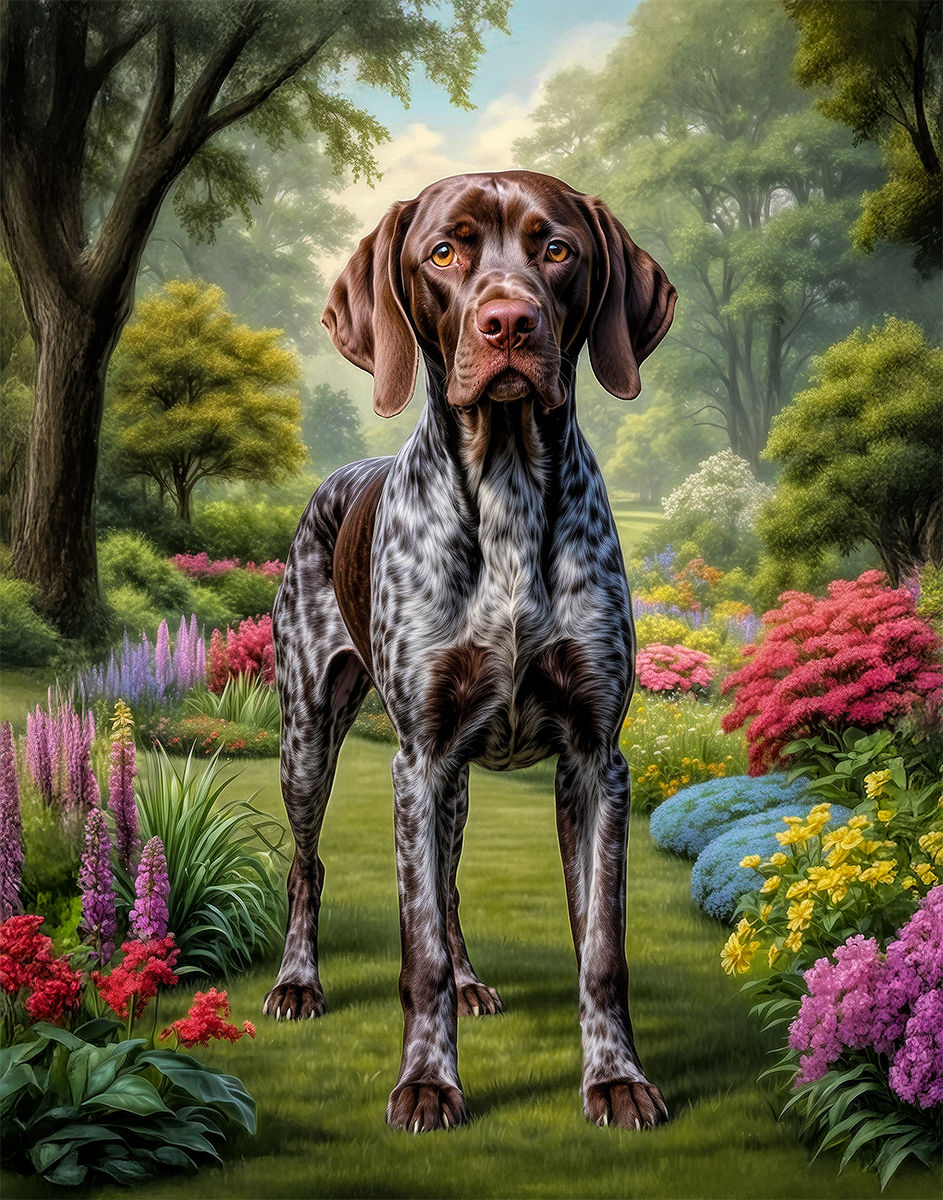 Thumbnail: German Shorthair Pointer Dog and Puppy Portrait Paintings