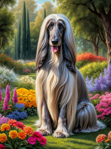 Afghan Hound Dog Portrait Paintings