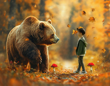 Child and Grizzly Custom Portrait Painting