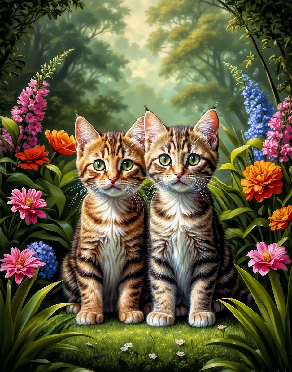 Thumbnail: Kitten Pairs Portrait Paintings