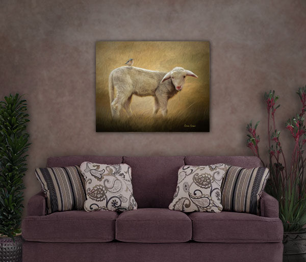 Thumbnail: Sweet Lamb and Bird Buddy Digital Painting