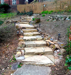 Front yard landscape stairway