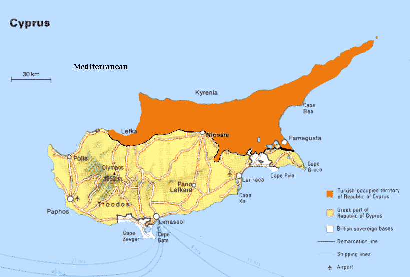 Map of Divided Cyprus, United for Cyprus