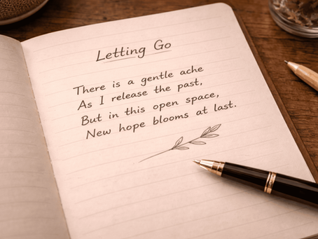 Minimalist poem written in a notebook with short emotional lines