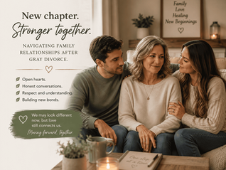 :mother with adult children navigating family relationships after gray divorce