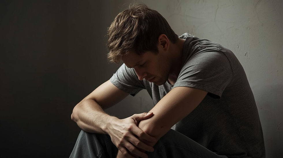 Person sitting quietly feeling emotionally drained after overgiving to others