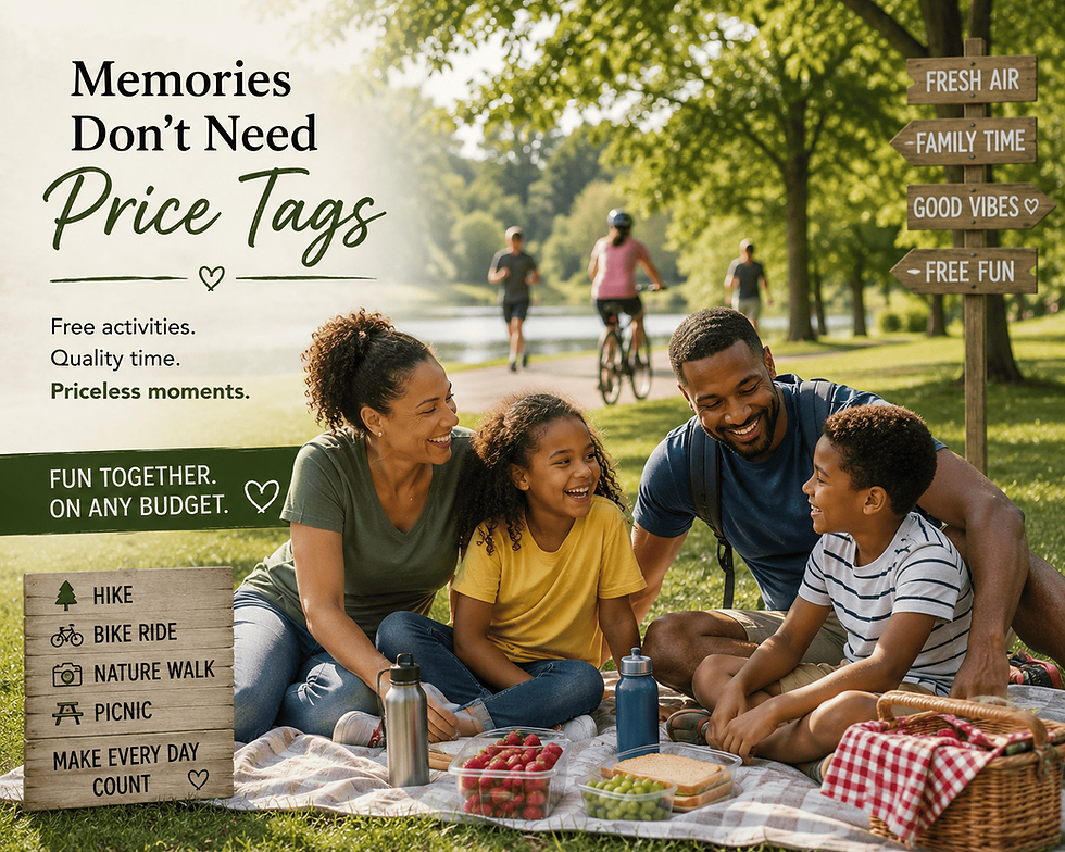 Family enjoying free outdoor activities together on a budget