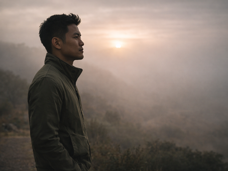 Person standing quietly during uncertainty, symbolizing steadiness through struggle