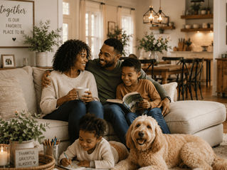 Happy family home showing warmth, peace, and connection
